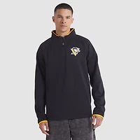 Pull raglan à quart de zip noir authentique des Penguins Pittsburgh pour homme