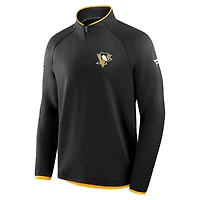 Men's Fanatics Black Pittsburgh Penguins Authentic Pro Rink Raglan Quarter-Zip Pullover