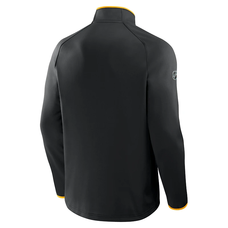 Men's Fanatics Black Pittsburgh Penguins Authentic Pro Rink Raglan Quarter-Zip Pullover