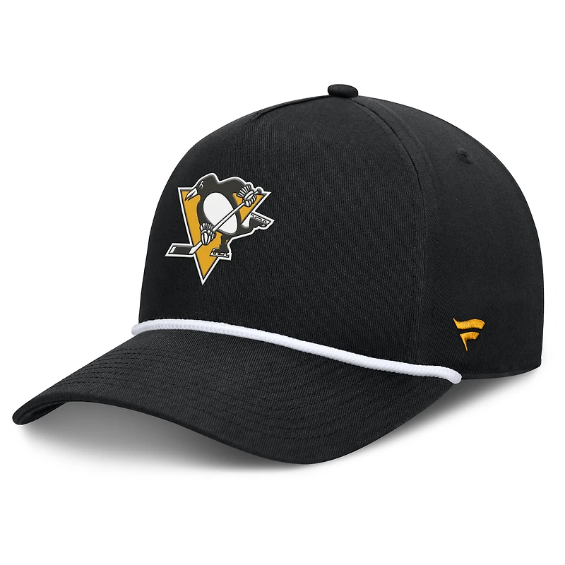Men's Fanatics Black Pittsburgh Penguins Authentic Pro Rink Roper A-Frame Adjustable Hat