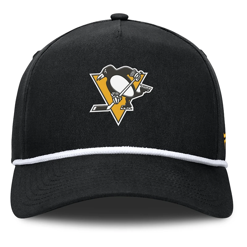 Casquette ajustable en forme de A authentique Pro Rink Roper des Penguins de Pittsburgh Fanatics pour homme, noire