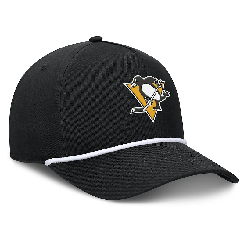 Men's Fanatics Black Pittsburgh Penguins Authentic Pro Rink Roper A-Frame Adjustable Hat