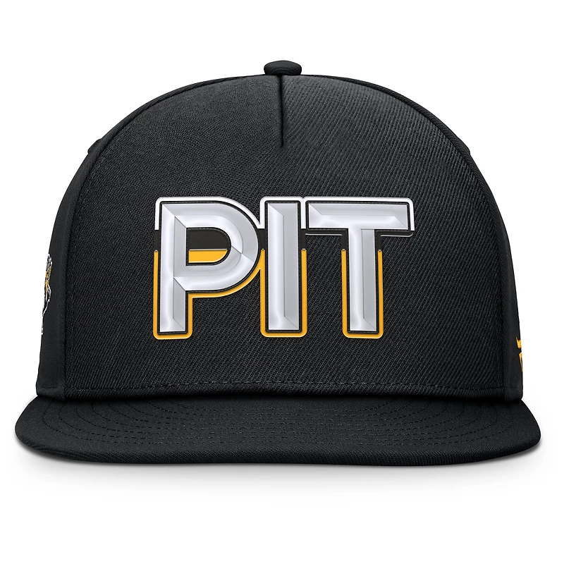 Casquette snapback authentique Pro Rink Team Code des Penguins de Pittsburgh pour hommes, noire, Fanatics