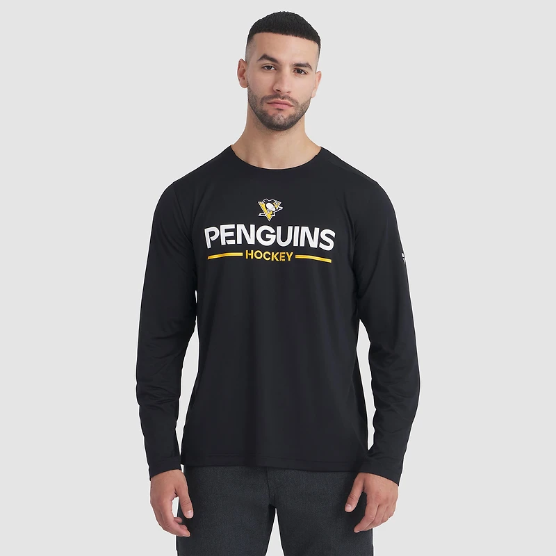 T-shirt à manches longues Fanatics noir authentique des Penguins de Pittsburgh pour hommes