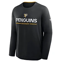T-shirt à manches longues Fanatics noir authentique des Penguins de Pittsburgh pour hommes