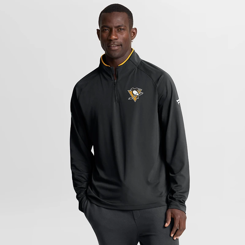 Men's Fanatics Black Pittsburgh Penguins Authentic Pro Rink Training Quarter-Zip Pullover