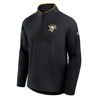 Pull d'entraînement à glissière quart de tour authentique Pro Rink des Penguins Pittsburgh pour hommes Fanatics noir