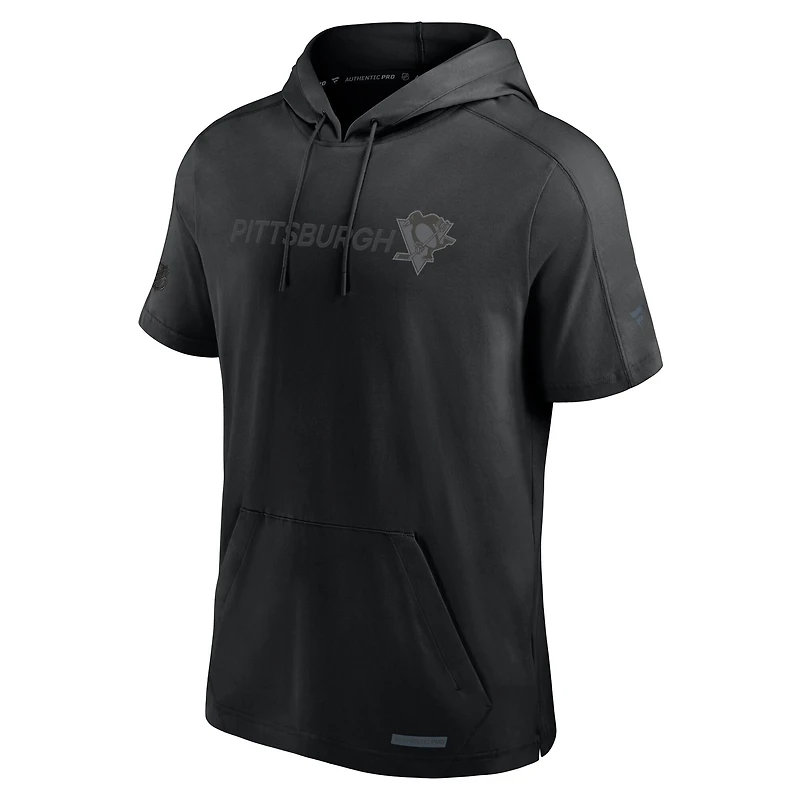 Men's Fanatics Black Pittsburgh Penguins Authentic Pro Road Short Sleeve Hoodie