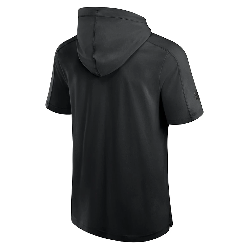 Sweat à capuche manches courtes Fanatics noir authentique des Penguins de Pittsburgh pour homme