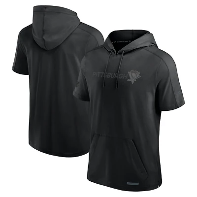 Men's Fanatics Black Pittsburgh Penguins Authentic Pro Road Short Sleeve Hoodie