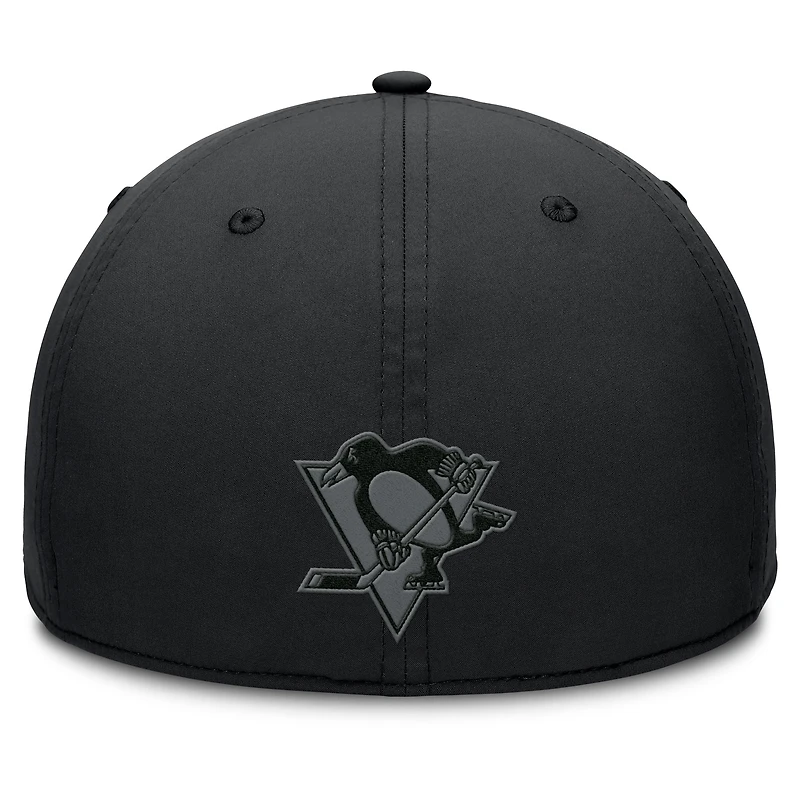 Casquette Fanatics noire authentique pour homme des Penguins de Pittsburgh, équipe route professionnelle, Code Flex