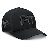 Men's Fanatics Black Pittsburgh Penguins Authentic Pro Road Team Code Trucker Adjustable Hat