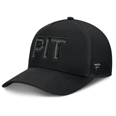 Men's Fanatics Black Pittsburgh Penguins Authentic Pro Road Team Code Trucker Adjustable Hat