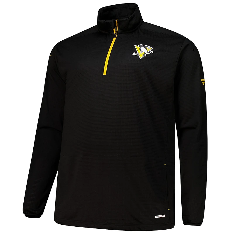 Men's Fanatics Black Pittsburgh Penguins Big & Tall Authentic Pro Quarter-Zip Top