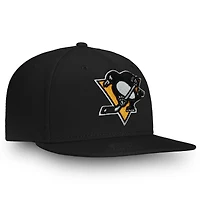 Casquette Snapback avec logo principal des Penguins de Pittsburgh Fanatics pour hommes, noire