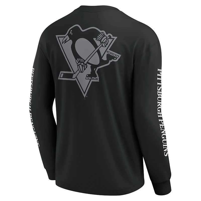 Men's Fanatics Black Pittsburgh Penguins Elements Strive Long Sleeve T-Shirt