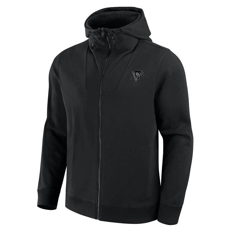 Men's Fanatics  Black Pittsburgh Penguins Elements Tonal Primary Tri-Blend Full-Zip Hoodie
