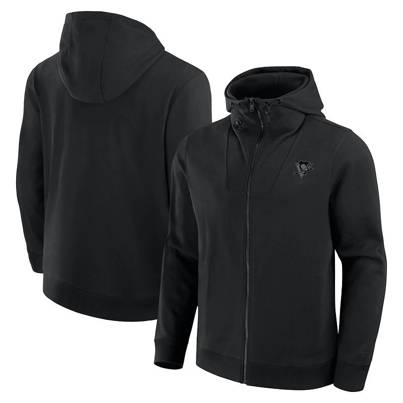Men's Fanatics Black Pittsburgh Penguins Elements Tonal Primary Tri-Blend Full-Zip Hoodie