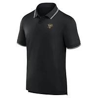 Polo noir Fanatics pour homme avec logo monochrome Front Office Move des Penguins de Pittsburgh