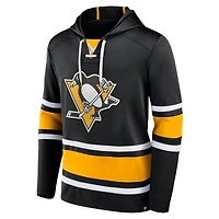 Men's Fanatics Black Pittsburgh Penguins Fundamental Lace-Up Pullover Hoodie