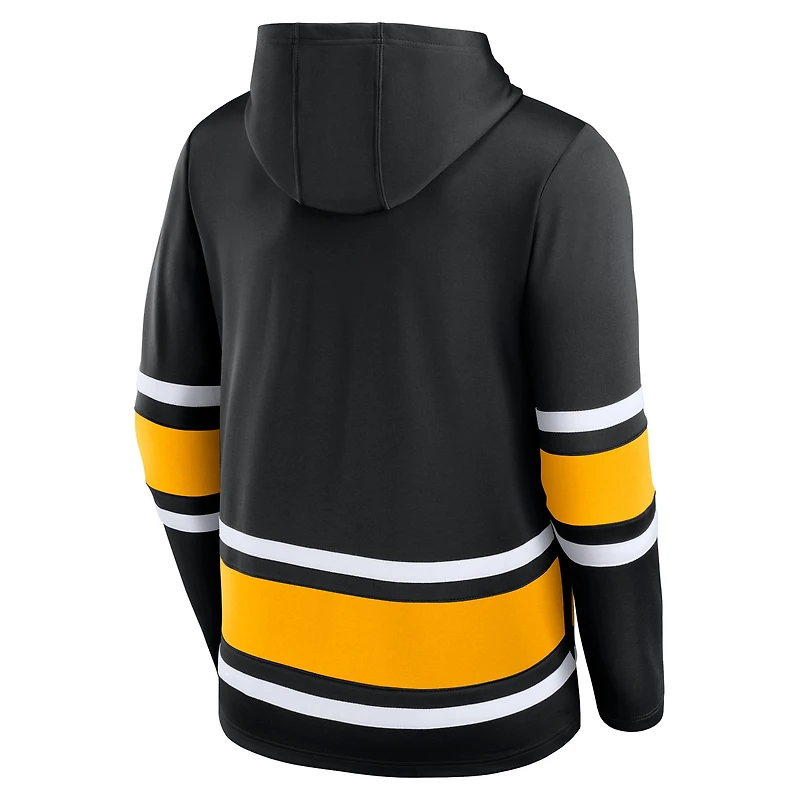 Men's Fanatics Black Pittsburgh Penguins Fundamental Lace-Up Pullover Hoodie