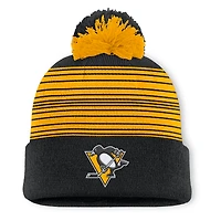 Bonnet en tricot à revers et pompon Fundamental Spirit des Penguins de Pittsburgh noirs Fanatics pour hommes