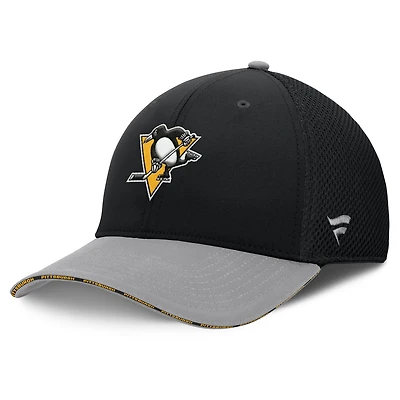 Casquette Fanatics noire pour homme Pittsburgh Penguins Fundamentals Span Flex