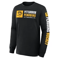 Men's Fanatics Black Pittsburgh Penguins Goal Crease Legacy Long Sleeve T-Shirt