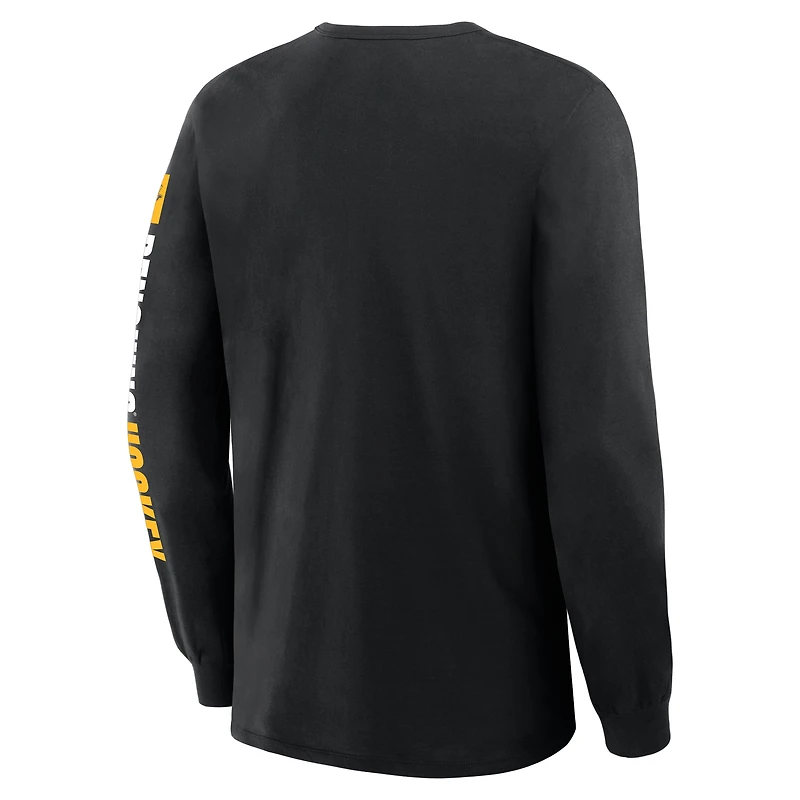 Men's Fanatics Black Pittsburgh Penguins Goal Crease Legacy Long Sleeve T-Shirt