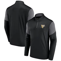 Haut zippé quart de tour avec logo des Penguins Pittsburgh Fanatics pour hommes, noir