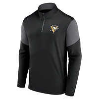 Haut zippé quart de tour avec logo des Penguins Pittsburgh Fanatics pour hommes, noir