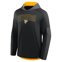 T-shirt à capuche manches longues pour homme Fanatics Black Pittsburgh Penguins Penalty Shot