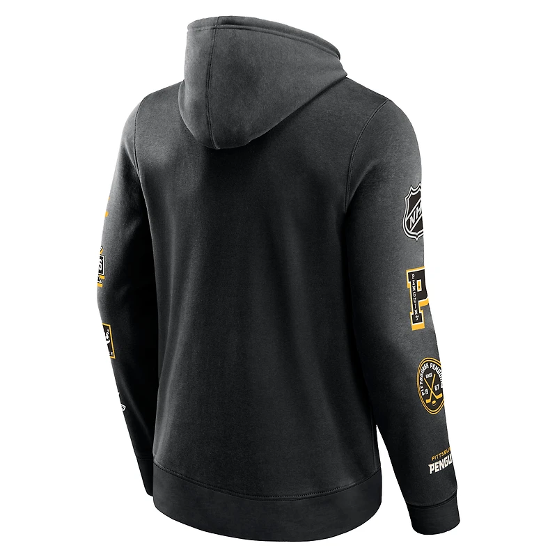Men's Fanatics Black Pittsburgh Penguins Wild Winner Fleece Pullover Hoodie