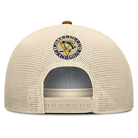 Men's Fanatics Brown/Cream Pittsburgh Penguins Heritage Fetch A-Frame Trucker Adjustable Hat