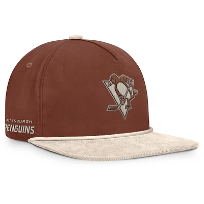 Casquette ajustable vintage fanatiques marron/crème Pittsburgh Penguins Reminisce pour hommes