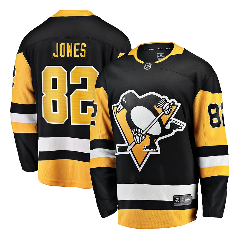 Maillot noir pour homme Fanatics Caleb Jones des Penguins de Pittsburgh, équipe à domicile Breakaway
