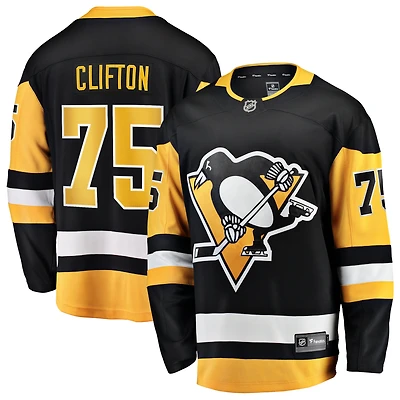Maillot noir Connor Clifton des Penguins de Pittsburgh pour hommes, équipe à domicile, Breakaway