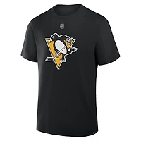 T-shirt fanatique pour homme Erik Karlsson noir authentique des Penguins de Pittsburgh avec nom et numéro Stack
