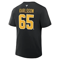 T-shirt fanatique pour homme Erik Karlsson noir authentique des Penguins de Pittsburgh avec nom et numéro Stack