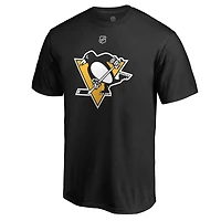 T-shirt noir authentique avec nom et numéro de pile des Penguins Pittsburgh Fanatics Evgeni Malkin pour hommes