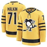 Maillot de joueur premium alternatif doré Evgeni Malkin des Penguins Pittsburgh pour hommes Fanatics