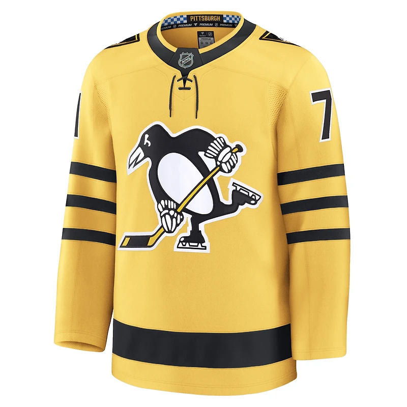 Maillot de joueur premium alternatif doré Evgeni Malkin des Penguins Pittsburgh pour hommes Fanatics