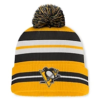 Men's Fanatics Gold/Black Pittsburgh Penguins Decades Collection Cuffed Knit Hat with Pom