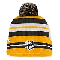 Men's Fanatics Gold/Black Pittsburgh Penguins Decades Collection Cuffed Knit Hat with Pom