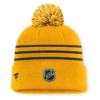 Bonnet en tricot à revers avec pompon Fanatics Gold Pittsburgh Penguins Authentic Pro Alt Jersey pour homme