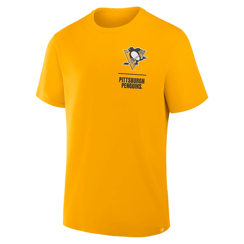 Men's Fanatics Gold Pittsburgh Penguins Crash The Net Legacy T-Shirt