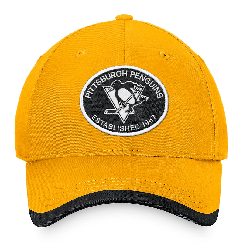 Casquette réglable fondamentale Fanatics Gold Pittsburgh Penguins pour hommes