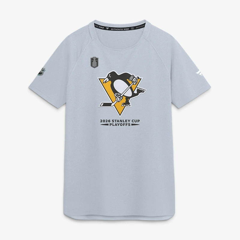 Men's Fanatics Gray Pittsburgh Penguins 2026 Stanley Cup Playoffs Authentic Pro Rink Performance T-Shirt