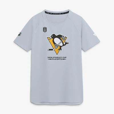 Men's Fanatics Gray Pittsburgh Penguins 2026 Stanley Cup Playoffs Authentic Pro Rink Performance T-Shirt