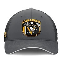 Casquette ajustable authentique Pro Home Ice Trucker des Penguins de Pittsburgh pour hommes Fanatics Grey